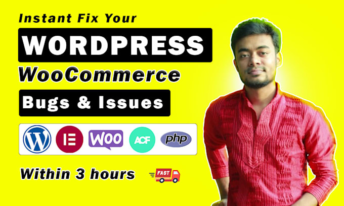 Gig Preview - Fix wordpress, woocommerce, elementor issues, errors, bugs in 3 hours