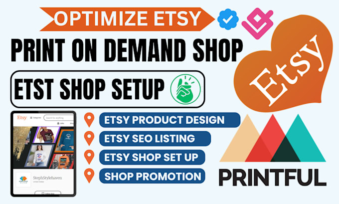 Gig Preview - Setup etsy print on demand, etsy seo, etsy shop, digital product print on demand