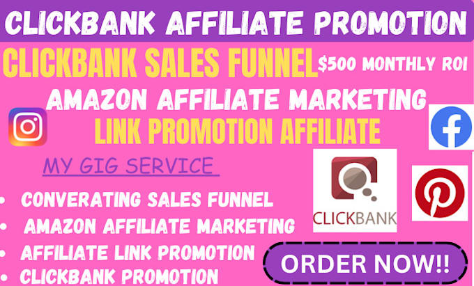 Gig Preview - Clickbank affiliate link promotion, affiliate marketing amazon affiliate