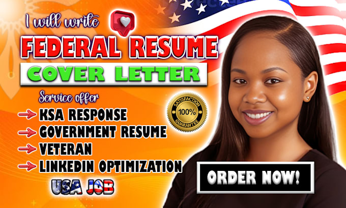 Gig Preview - Write a federal resume, ksa response for usa jobs, military, government resume