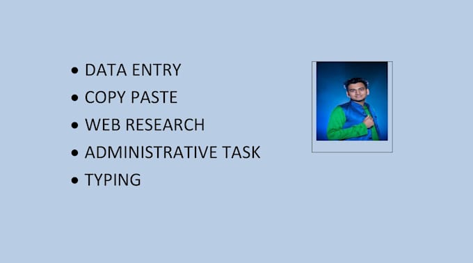 Gig Preview - Do expert data entry, web research, d4d, copy paste