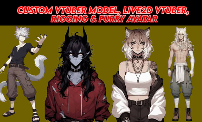 Gig Preview - Vtuber model live2d vtuber 2d furry rigging anime pngtuber vtuber facerig furry