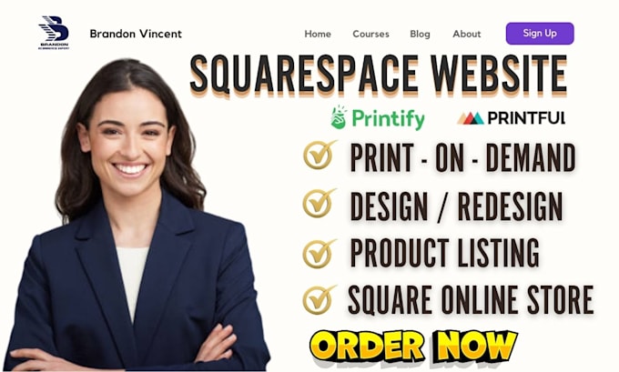 Gig Preview - Design squarespace square online printful printify  squarespace website redesign