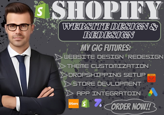 Gig Preview - Do shopify store design shopify redesign shopify design dropshipping store