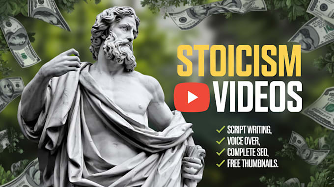 Gig Preview - Create montizable stoic videos, stoicism motivational video for youtube