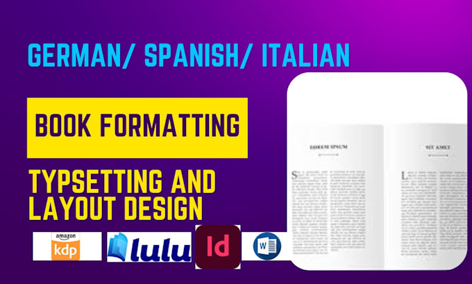 Bestseller - format, design german book, spanish book, italian ebook, typesetting