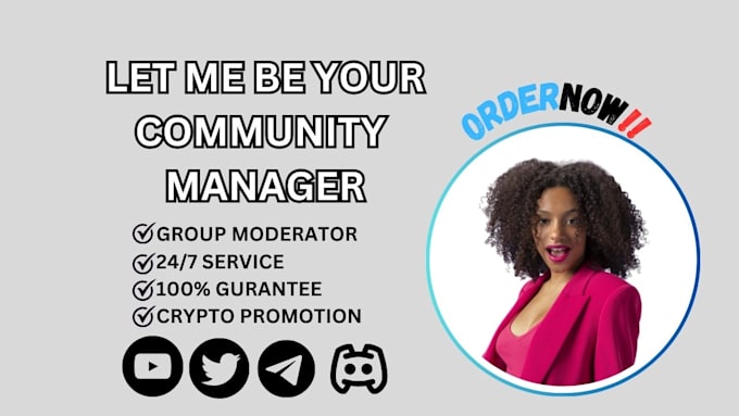 Gig Preview - Be your telegram admin and discord moderator as a community manager