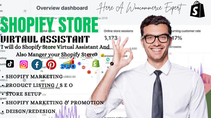 Gig Preview - Shopify virtual assistant, store manager for shopify sales marketing cro USA, UK