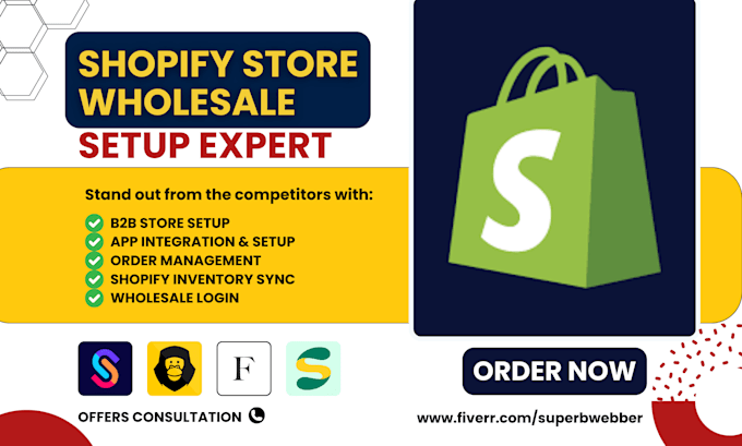 Gig Preview - Set up shopify store b2b wholesale channel dropshipping sparklayer faire buddify