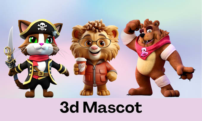 Bestseller - design custom 3d mascot 3d character modelling 3d mascot animation for branding