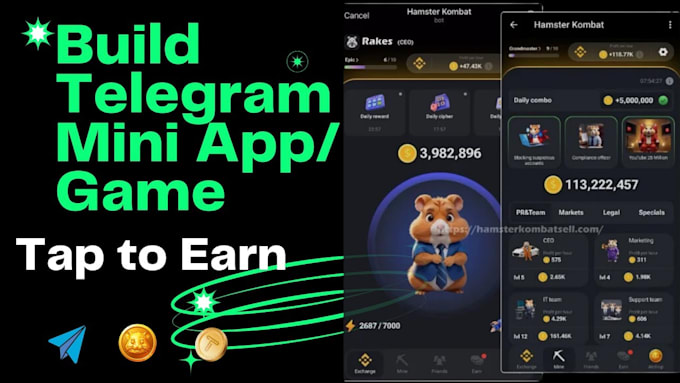 Gig Preview - Develop telegram mini app clone mini app crypto app telegram bot mini game app