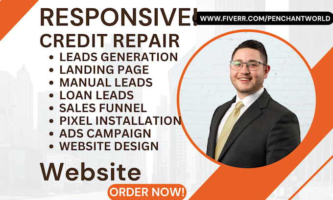 Gig Preview - Design credit repair landing page credit score auto finance bookkeeping website