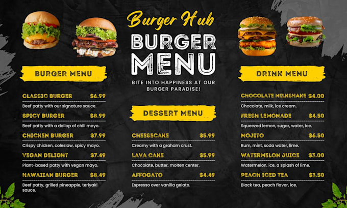 Gig Preview - Design modern menu design for restaurants, cafes, and bars