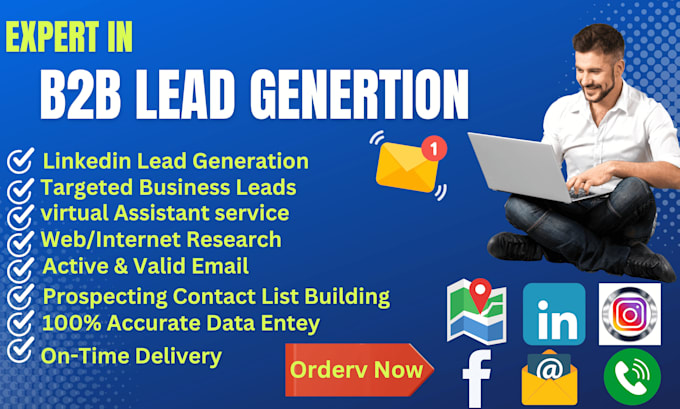 Gig Preview - Do b2b lead generation for b2b targeted leads,linkedin leads and business leads