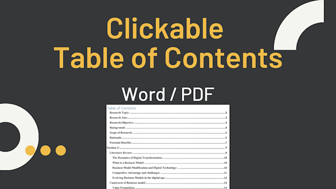 Gig Preview - Create clickable table of contents for pdf and word document