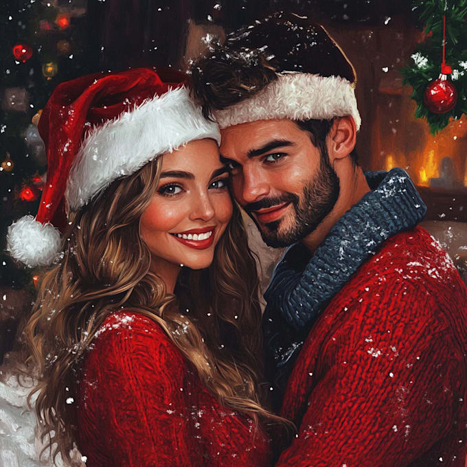 Gig Preview - Desing you cute christmas couple portrait