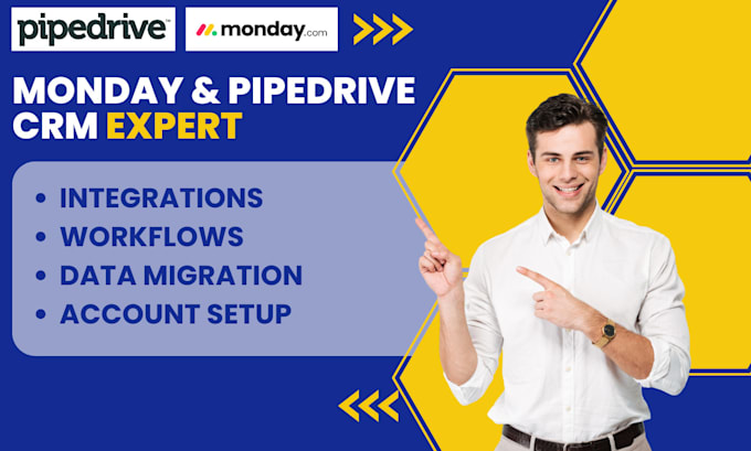 Gig Preview - Setup monday CRM or pipedrive ,data migration, workflow automations,integrations