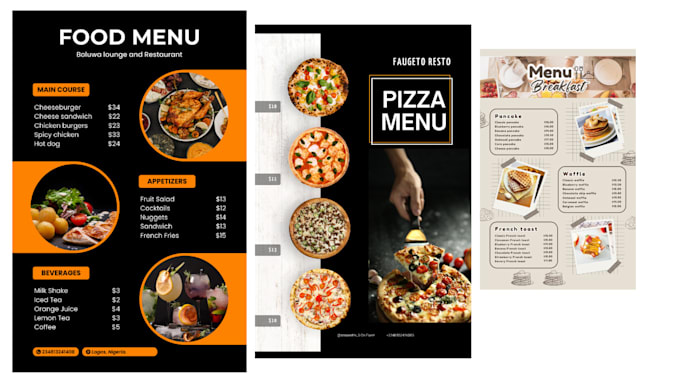 Gig Preview - Do menu design, TV menu restaurant design, food menu design and logo design