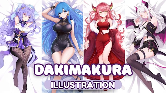 Gig Preview - Draw custom dakimakura and body pillow for your oc, anime character, vtuber