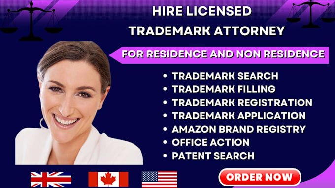 Gig Preview - Be your license usa, uk,ca trademark registration attorney for your brand patent