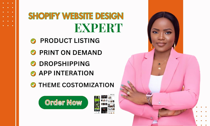 Gig Preview - Professionally design or redesign shopify store build shopify dropshipping store