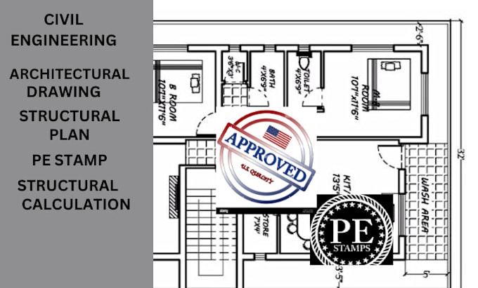 Gig Preview - Do professional civil engineering, architectural drawings with USA pe stamp