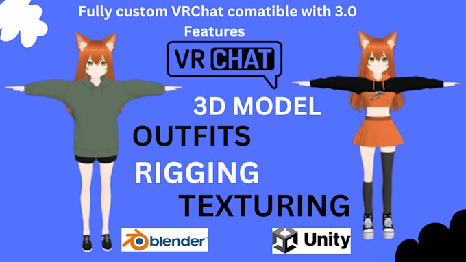 Gig Preview - Create custom 3d anime models for vrc avatars vtuber PC and quest