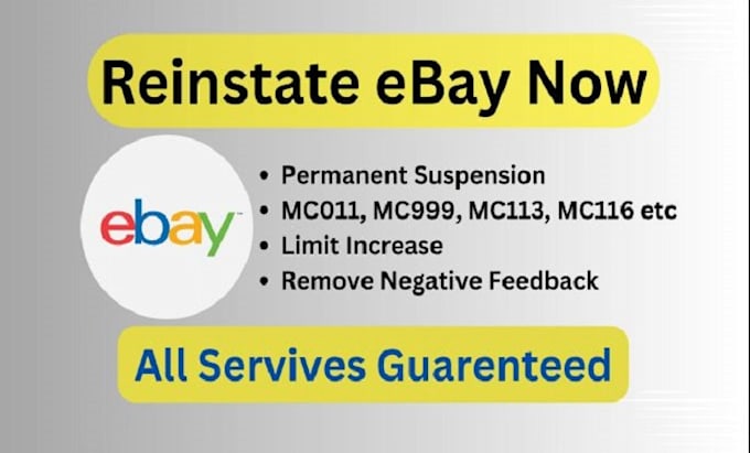 Gig Preview - Reinstate your permanently suspended ebay account reinstatement mc011, mc113