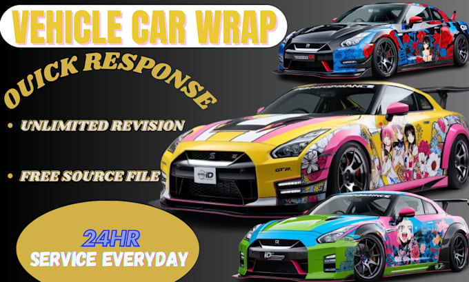 Gig Preview - Create professional car wrap and mockup for your van and any vehicle design