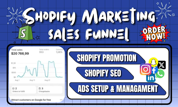 Gig Preview - Do complete shopify marketing sales funnel, promote shopify store to boost sales