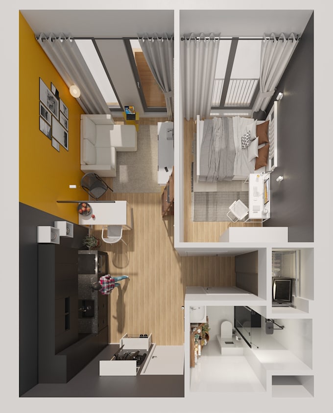 Gig Preview - Model and render the apartment layout or whole floor plan