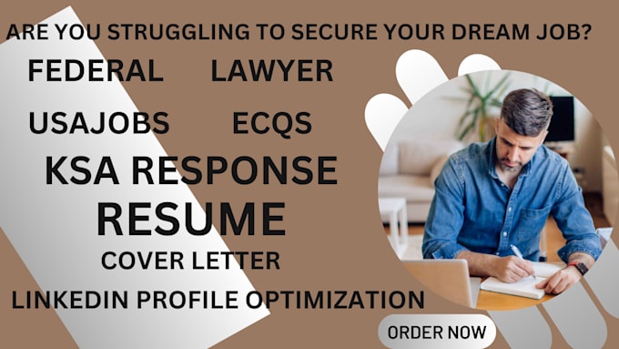 Gig Preview - Write federal government, lawyer ksa response ecqs sdr resume for usajobs