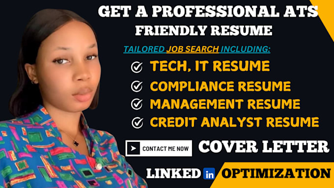 Gig Preview - Write tech, IT, compliance, management, credit analyst resume