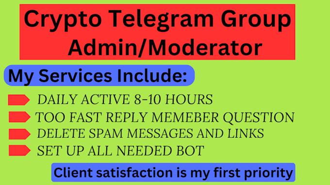 Gig Preview - Be your telegram group admin or moderator in your any crypto project