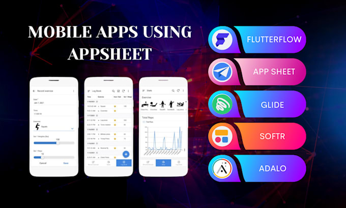 Gig Preview - Create mobile app using flutterflow, appsheet and softr