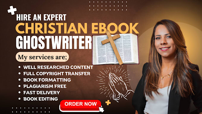 Gig Preview - Write christian book fiction non fiction ghostwriting self help and book cover