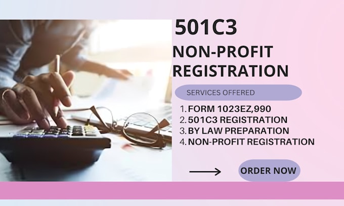 Gig Preview - Register non profit, complete your annual 990 501c3 bylaws coi, ein grant