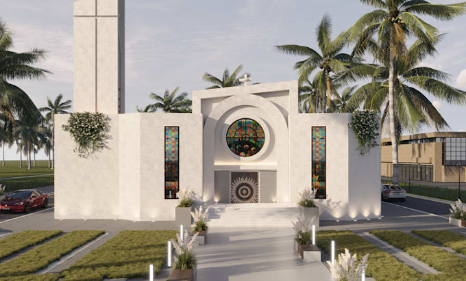 Bestseller - do 3d cgi church design, interior or exterior  rendering