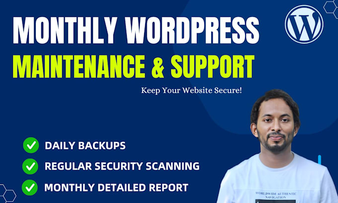 Gig Preview - Our agency will provide monthly wordpress website maintenance and support