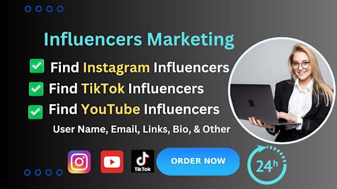 Gig Preview - Find instagram, tiktok and youtube influencer list