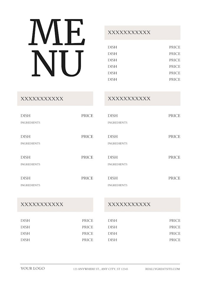 Gig Preview - Disign a restaurant menu