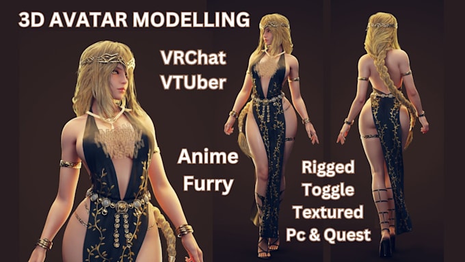 Gig Preview - Model custom vrc avatar, 3d character vtuber anime model, 3d vrchat furry avatar