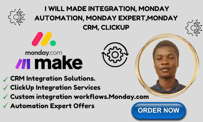 Gig Preview - Made integration,monday automation, monday expert,monday crm,clickup