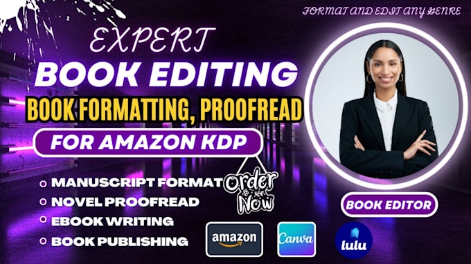 Gig Preview - Developmental edit, format your fiction nonfiction proofread, christian book kdp