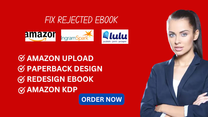 Gig Preview - Upload, edit, resize, fix rejected book cover, KDP, amazon, ingramspark, lulu