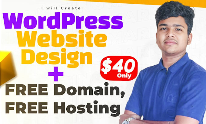 Gig Preview - Design a wordpress website, free domain and hosting included