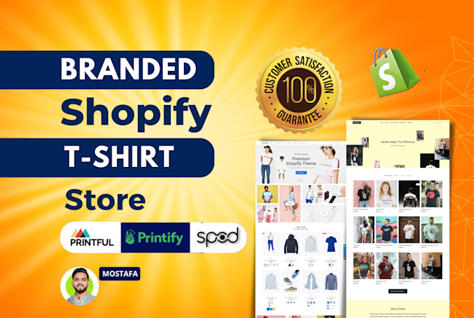 Gig Preview - Build shopify store for t shirt with printify printful