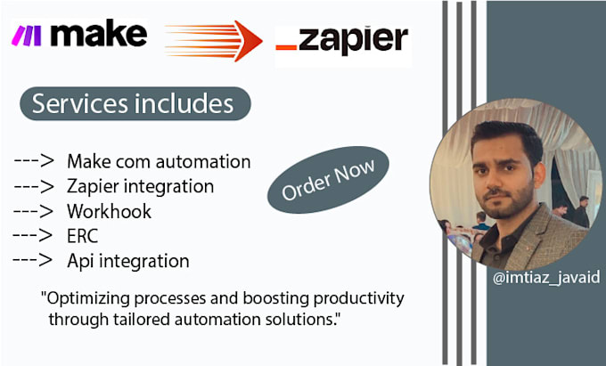 Gig Preview - Setup automation workflows in make and zapier for you