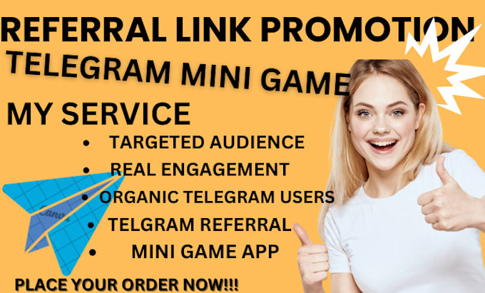 Gig Preview - Referral link promotion, telegram mini game, to raise 500k telegram active users