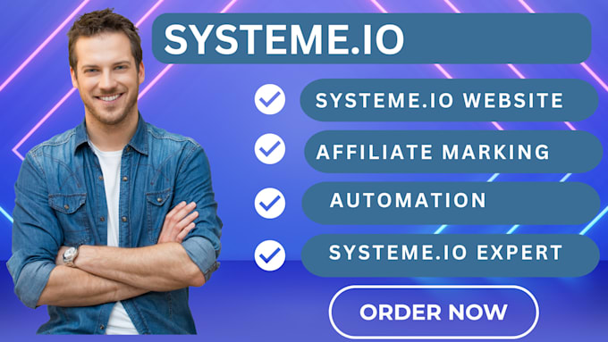 Gig Preview - Design systeme io website, setup systeme affiliate, automation, systeme expert